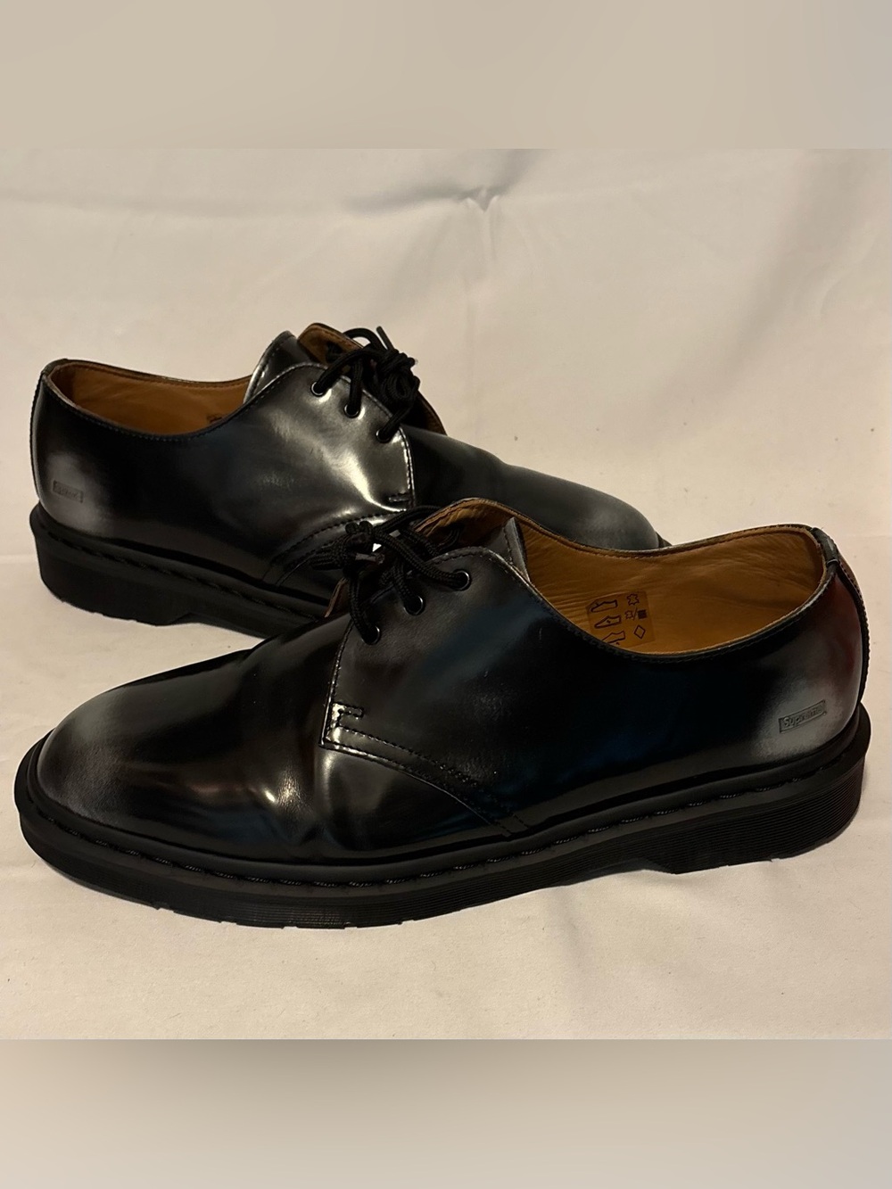 Supreme Dr Martens 1461 3 Eye Shoe Wear Away Pack Black Silver Leather Size 13
